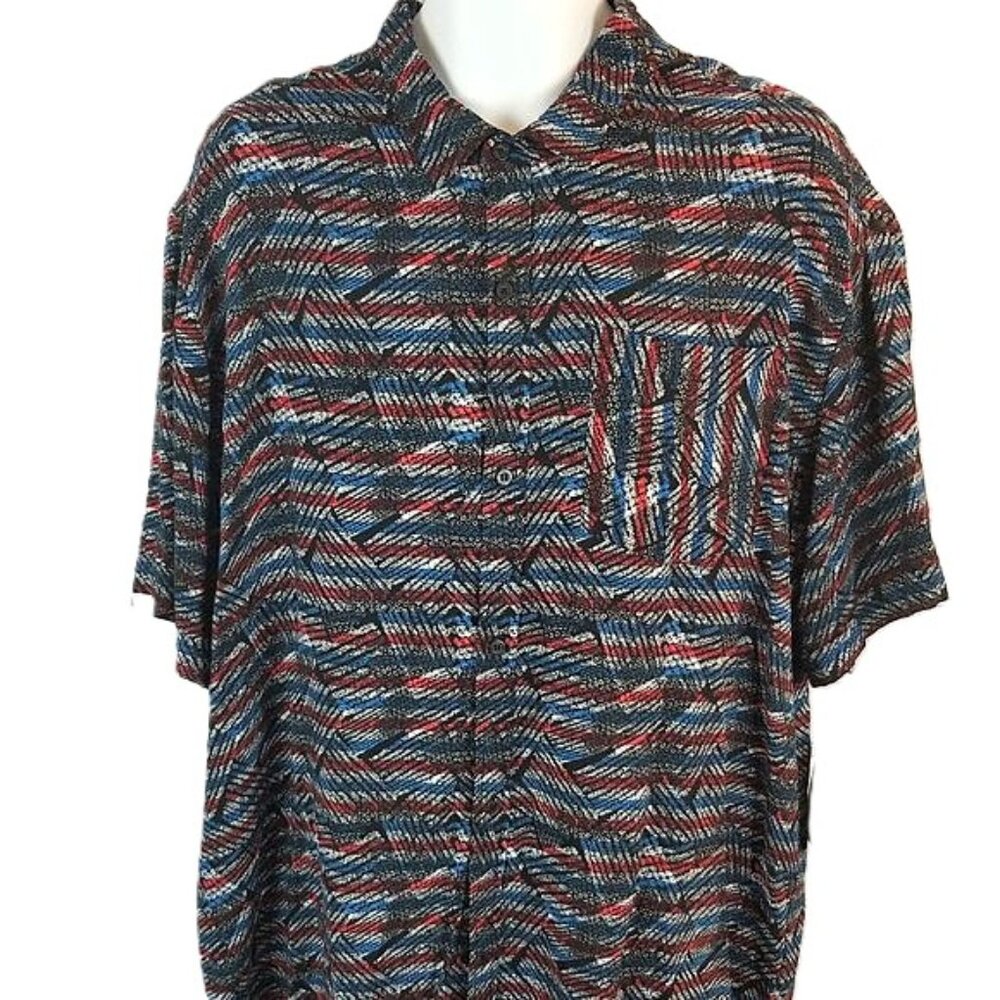 Mens Patriotic 4th July Button Up Dress Shirt 3XL LuLaRoe Michael Red White Blue